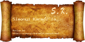 Simonyi Karméla névjegykártya